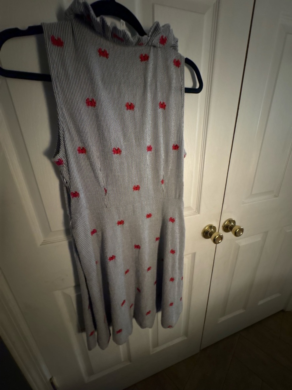 crown & ivy Navy Striped Top with Red Crab Embroidery - Picture 5 of 6